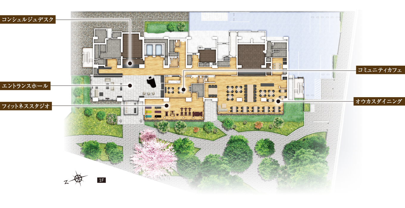 デザイン 共用部 建物 オウカス 日吉 野村不動産グループの健康増進型 賃貸シニアレジデンス
